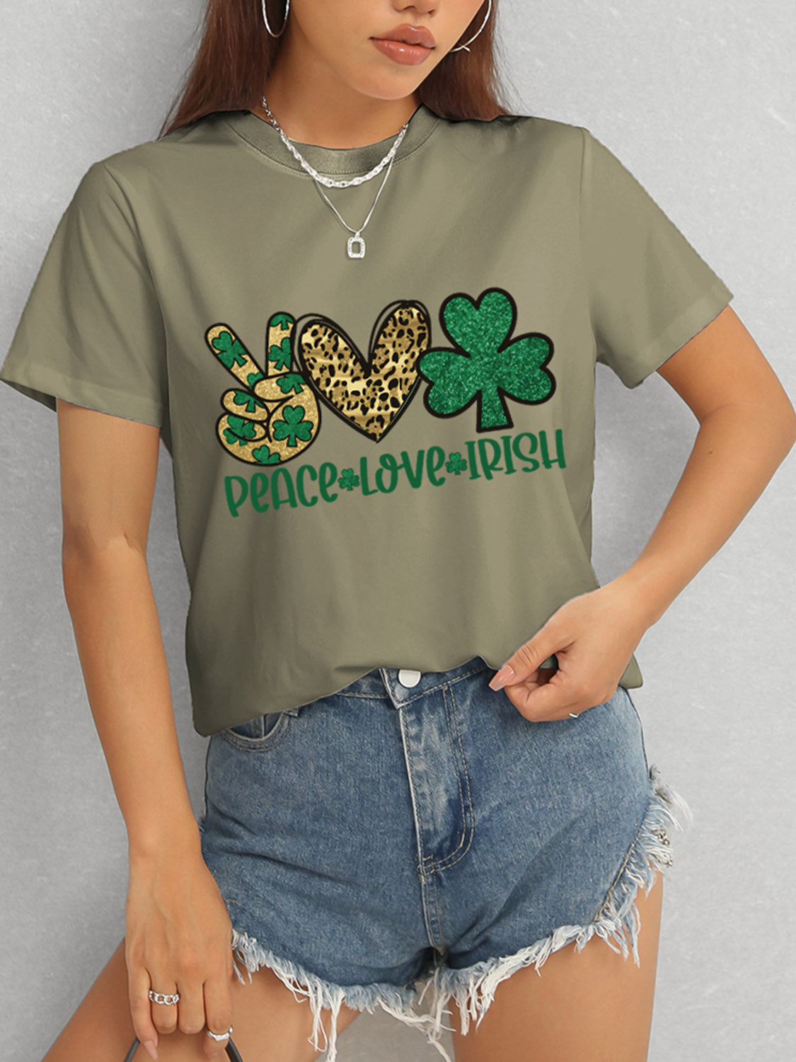 Luvik | PEACE LOVE IRISH Pyöreä kaulus Lyhythihainen T-paita