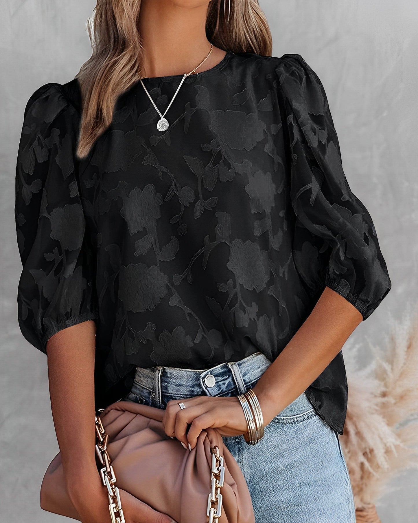 Luvik | Puff Sleeve Chiffon Shirt