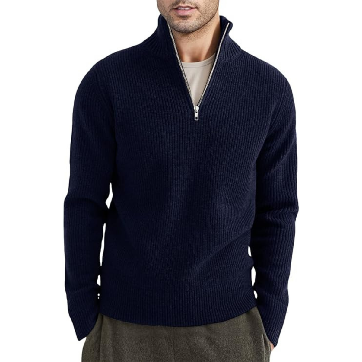 Luvik | Ribbed zipper knit sweater for men