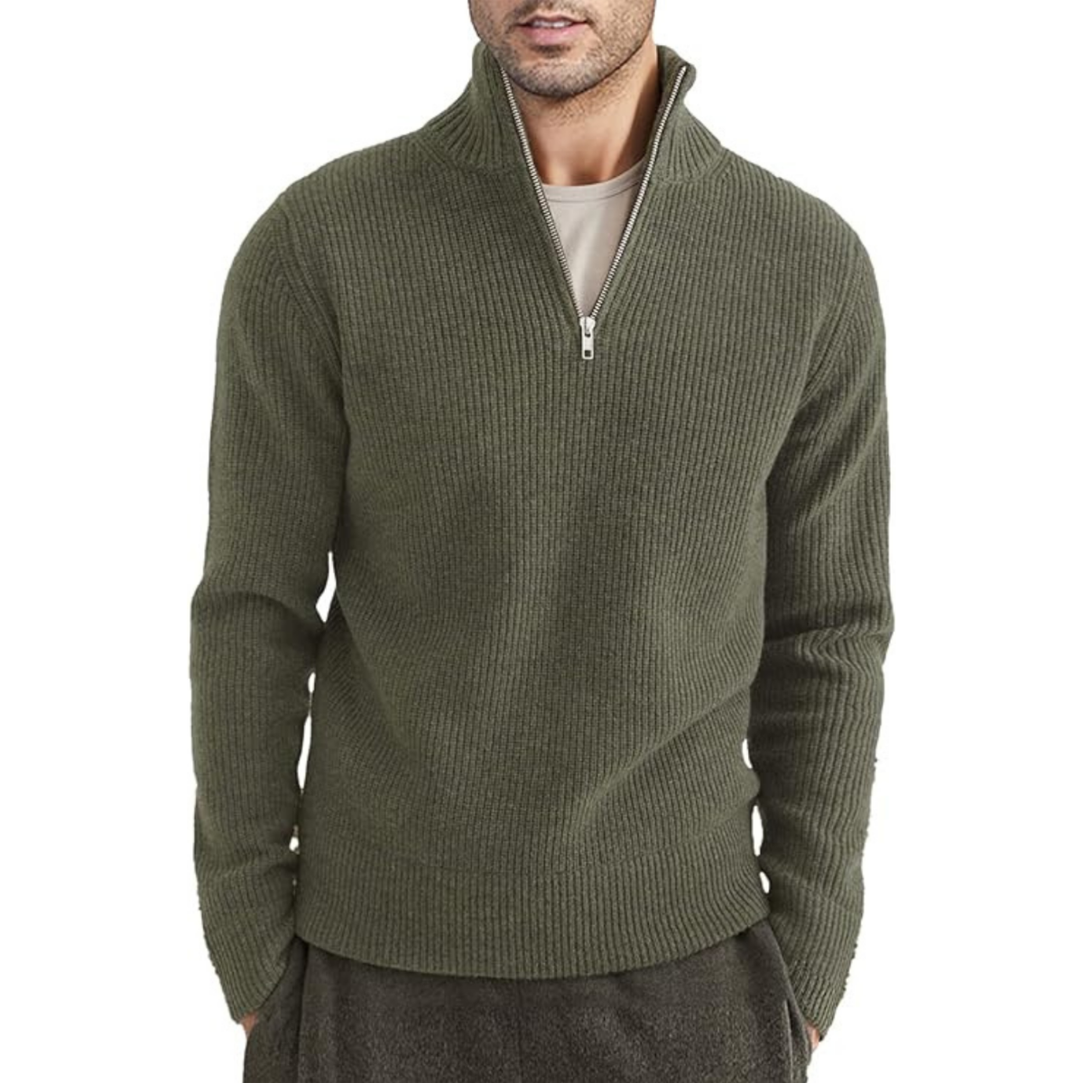 Luvik | Ribbed zipper knit sweater for men