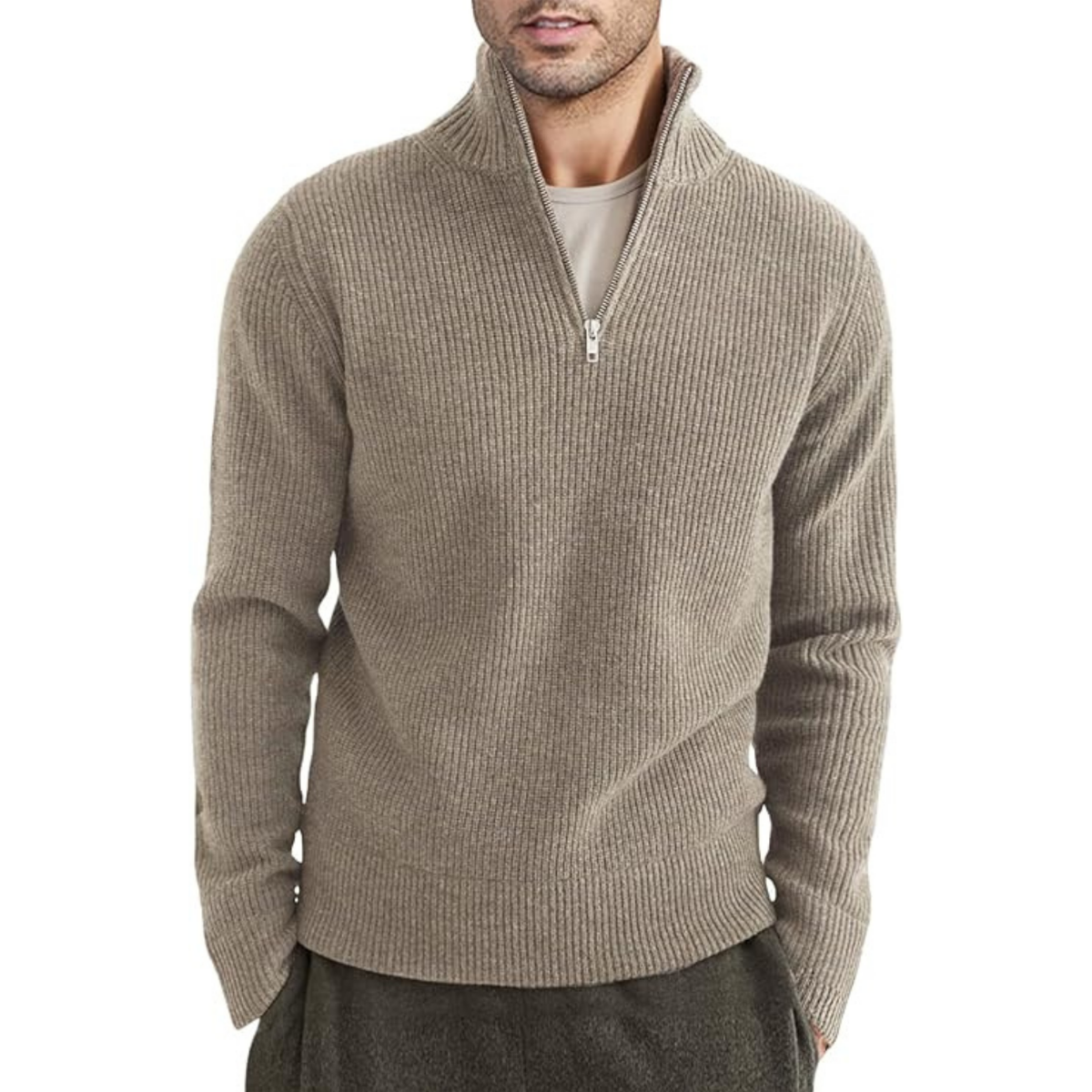 Luvik | Ribbed zipper knit sweater for men
