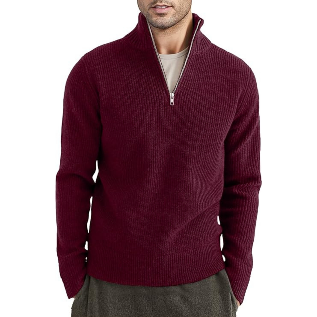 Luvik | Ribbed zipper knit sweater for men