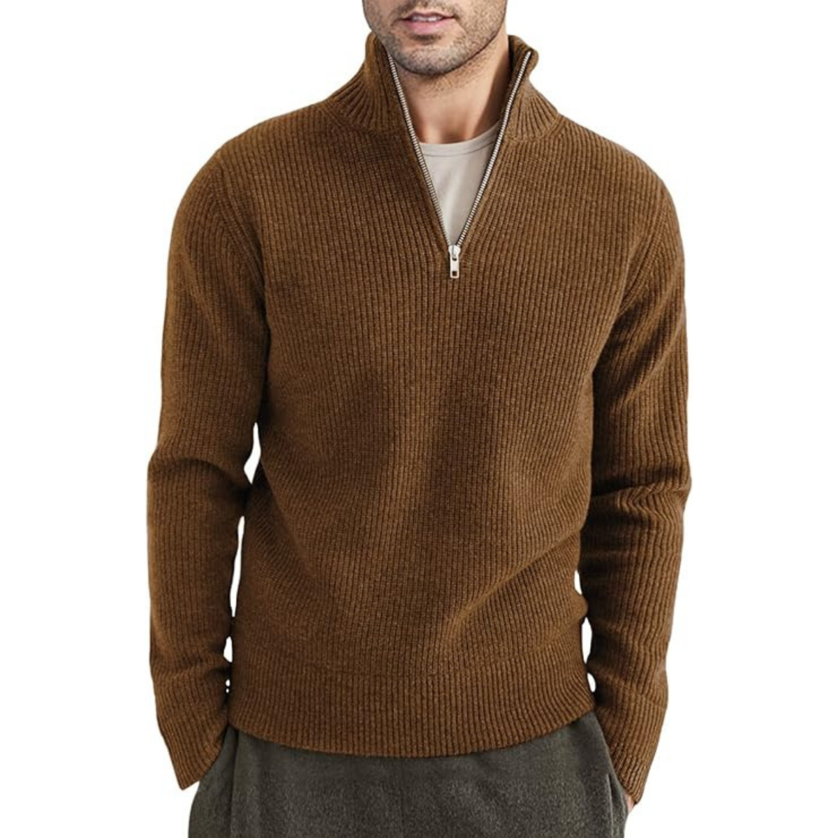 Luvik | Ribbed zipper knit sweater for men