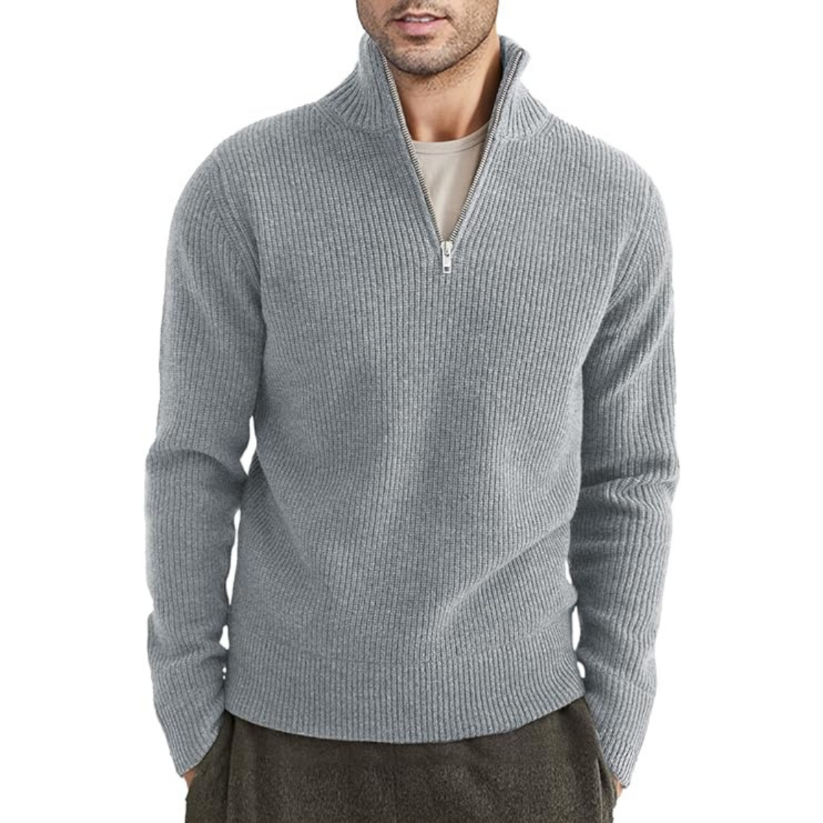 Luvik | Ribbed zipper knit sweater for men