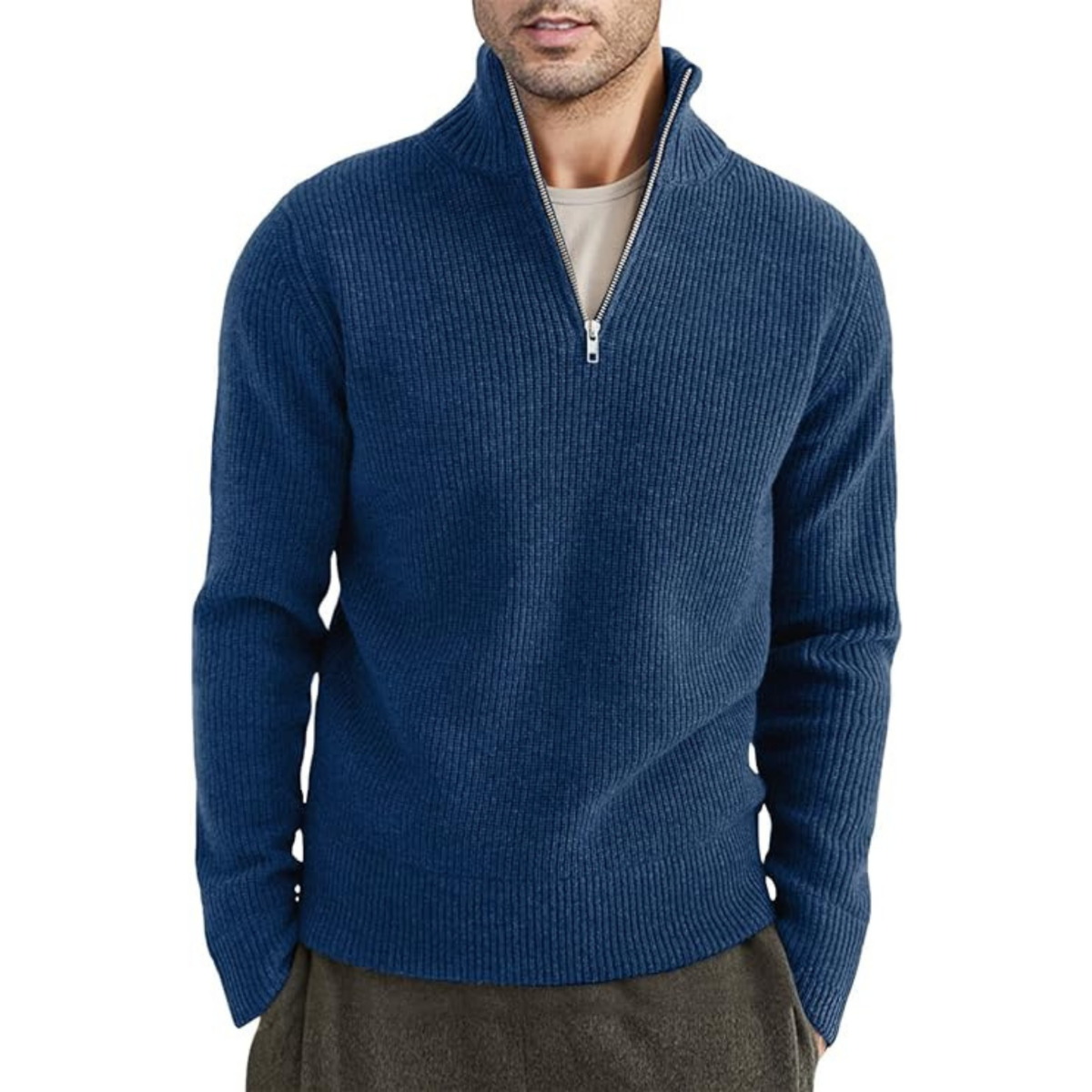 Luvik | Ribbed zipper knit sweater for men