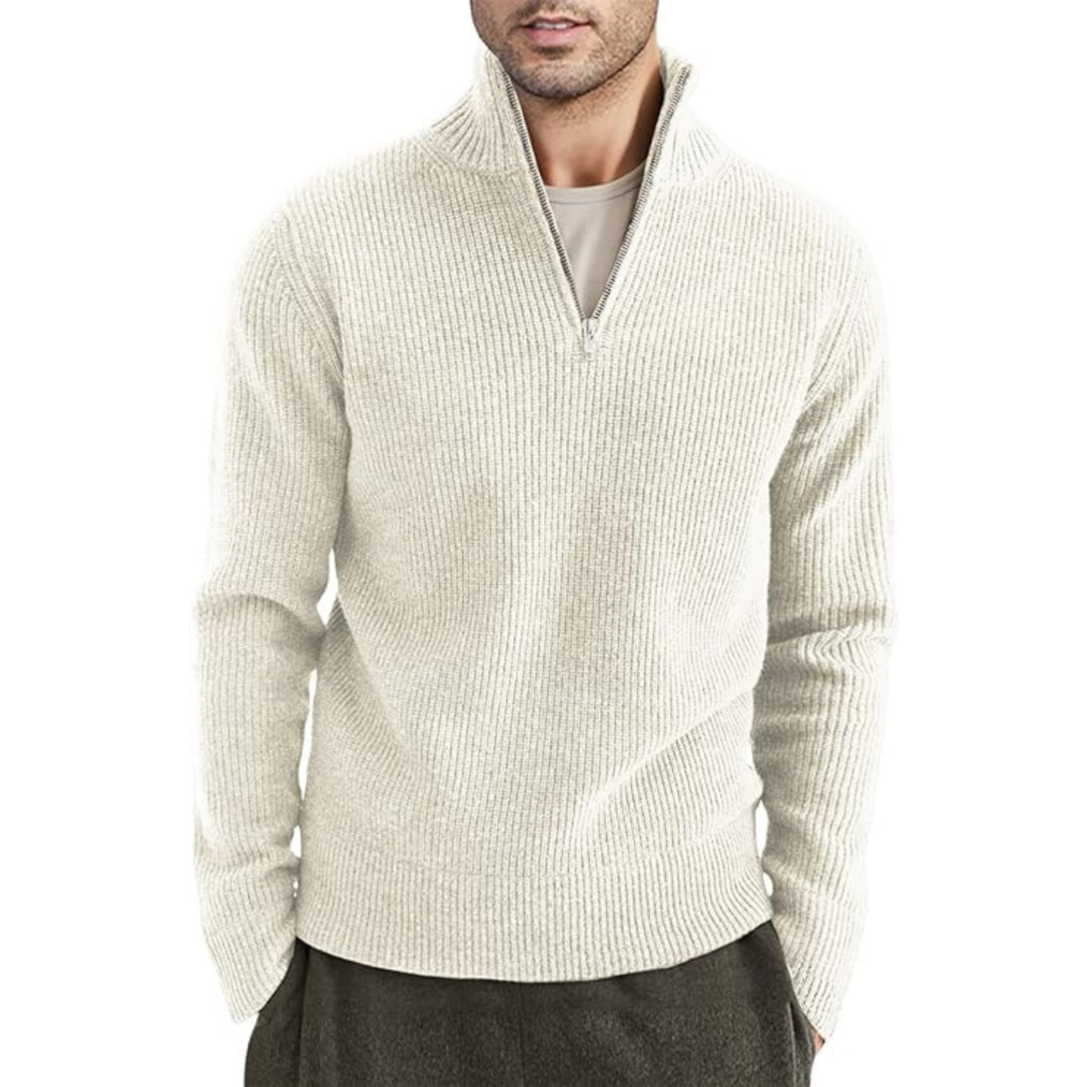 Luvik | Ribbed zipper knit sweater for men