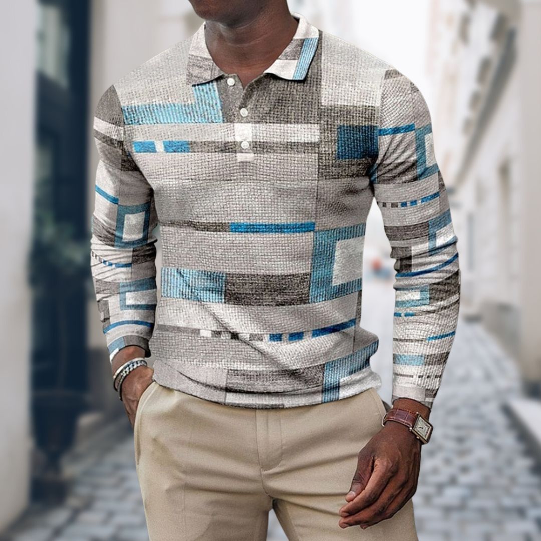 Luvik | Slim Fit Miesten polo Verkkomainen Pitkät Hihat
