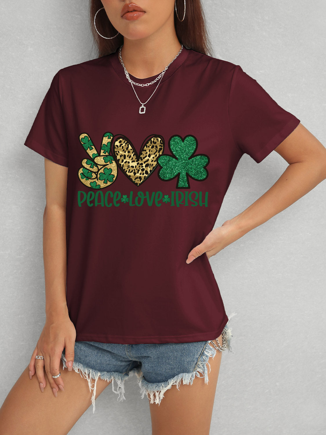 Luvik | PEACE LOVE IRISH Pyöreä kaulus Lyhythihainen T-paita
