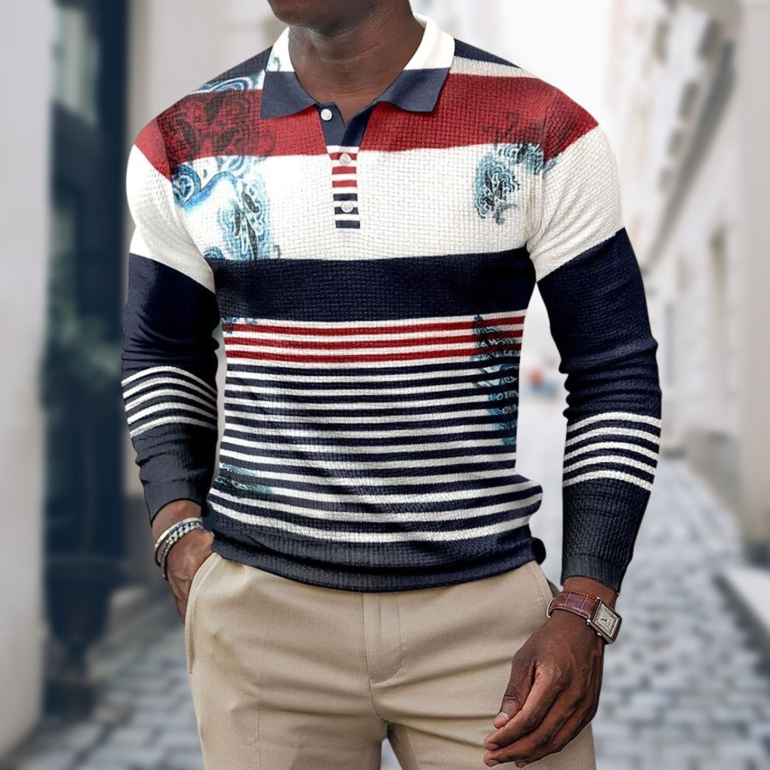 Luvik | Slim Fit Miesten polo Verkkomainen Pitkät Hihat