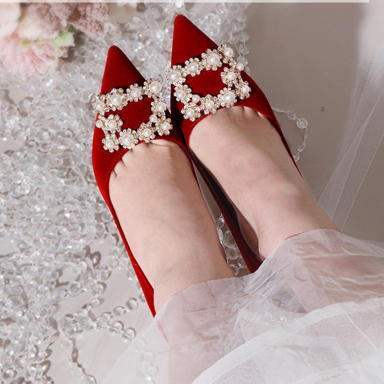 Luvik | Perl Strass Absatz Hochzeitsschuhe