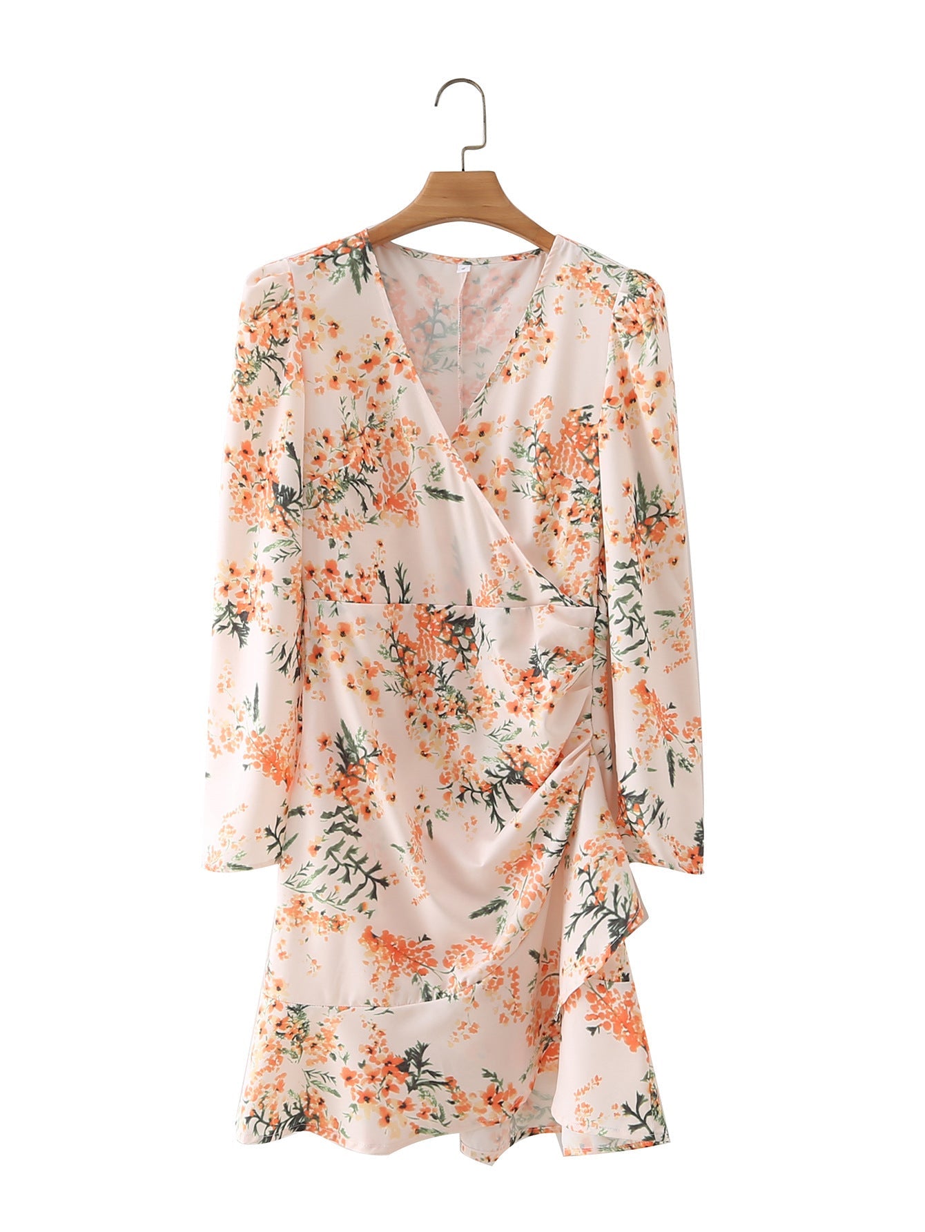 Luvik | V-neck long sleeve dress, decorated with yellow flowers