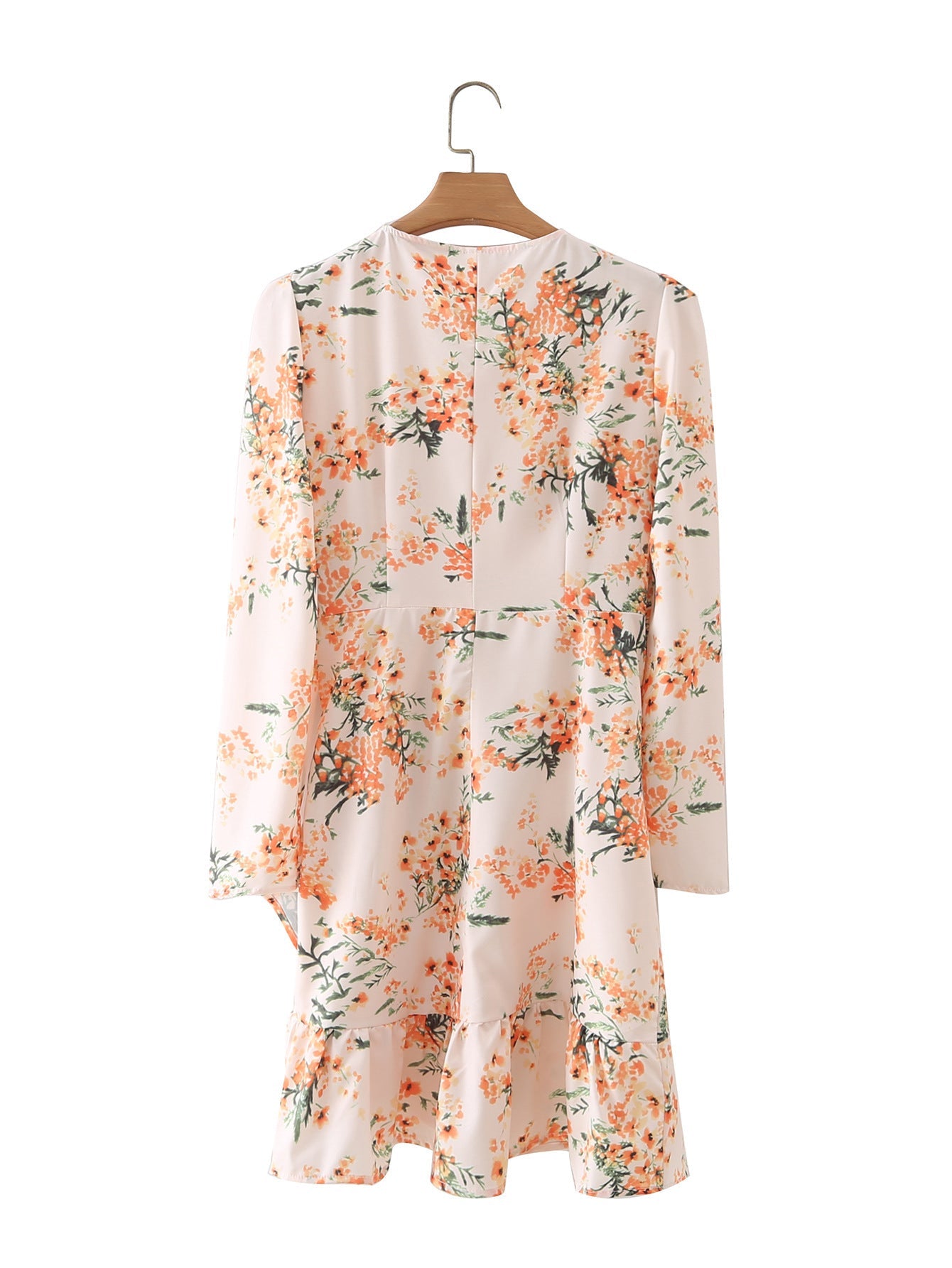 Luvik | V-neck long sleeve dress, decorated with yellow flowers