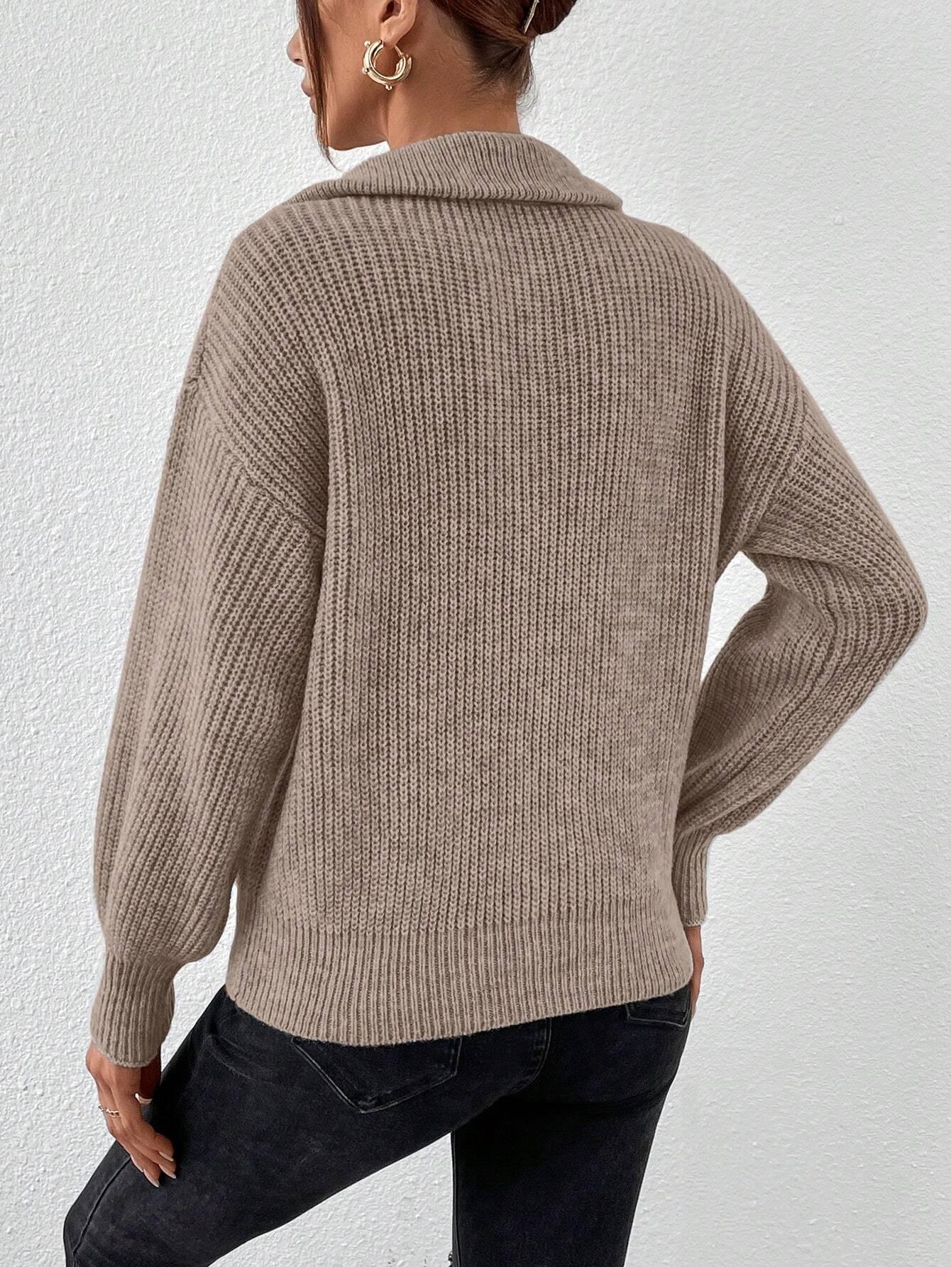 Luvik | Ribbeä knitted sweater with half zipper for women