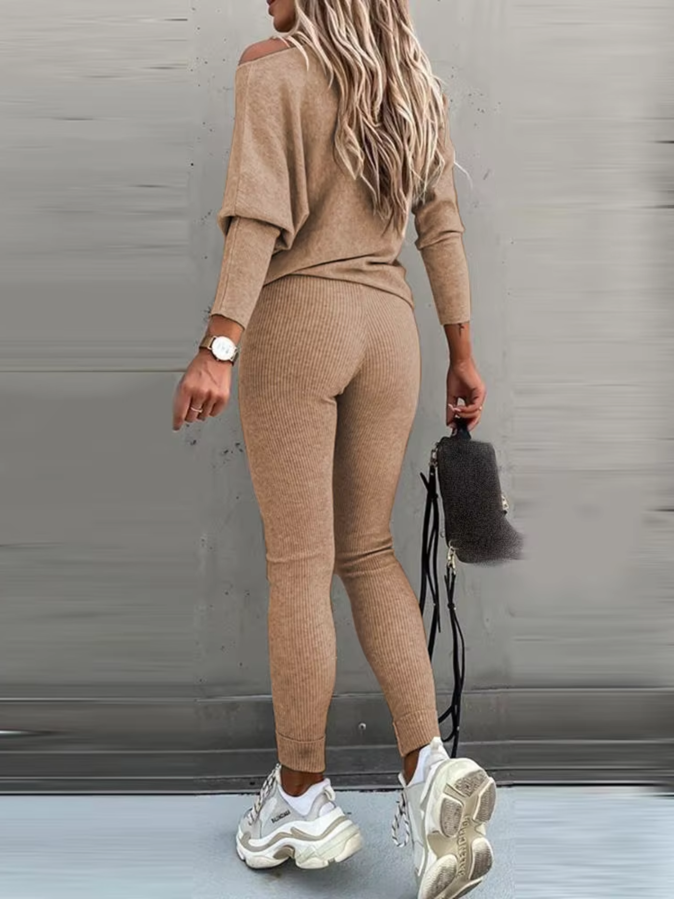 Luvik | Naisten Kotiasu Tyylikäs Off Shoulder Paita Ja Leggings Sarja