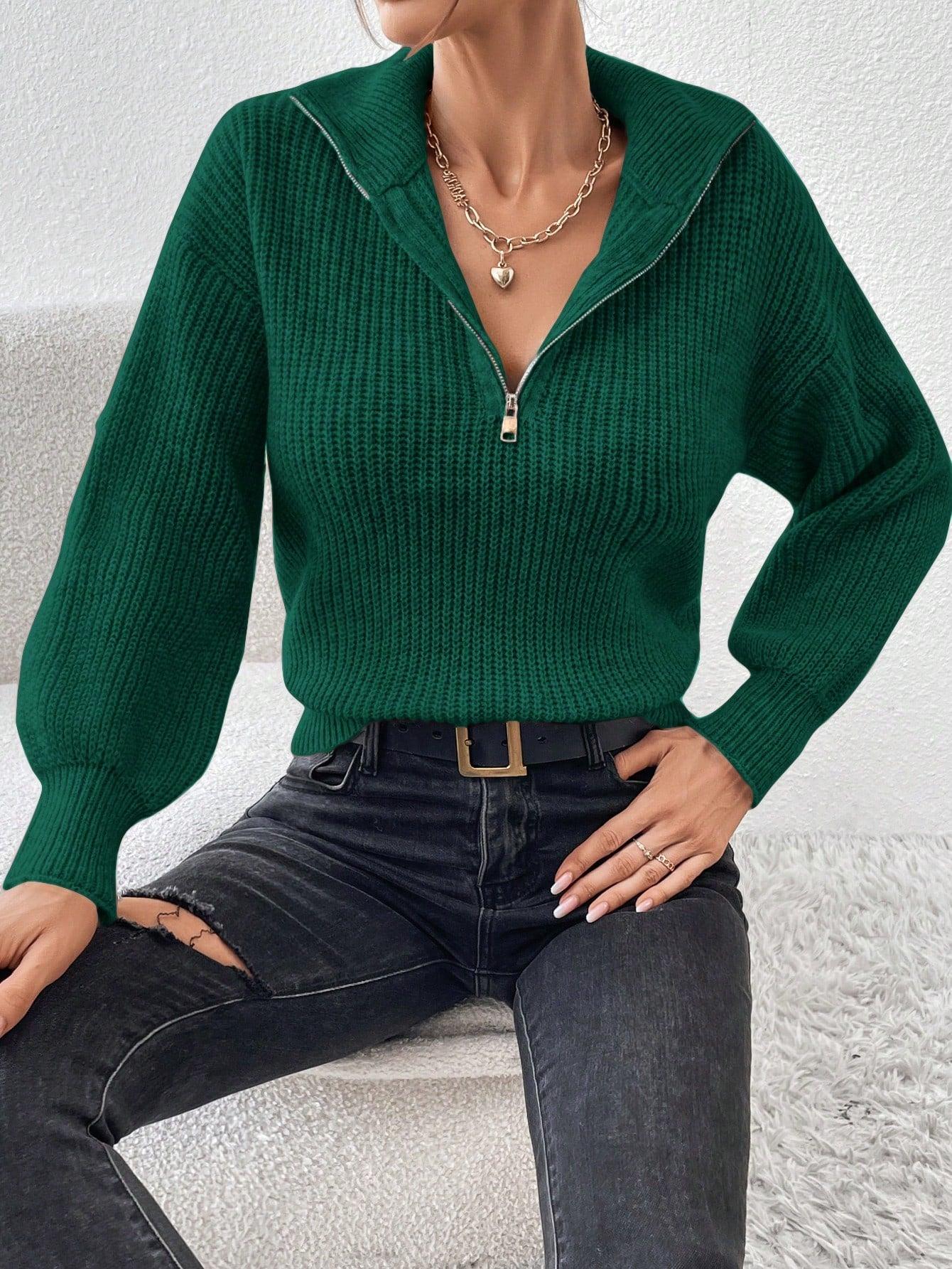 Luvik | Ribbeä knitted sweater with half zipper for women