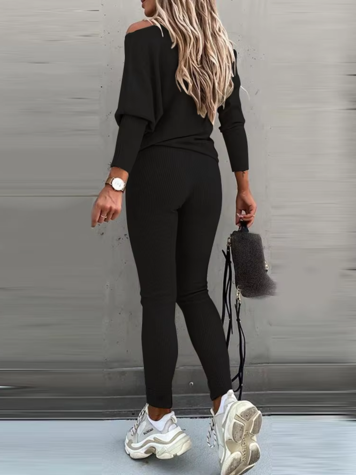 Luvik | Naisten Kotiasu Tyylikäs Off Shoulder Paita Ja Leggings Sarja