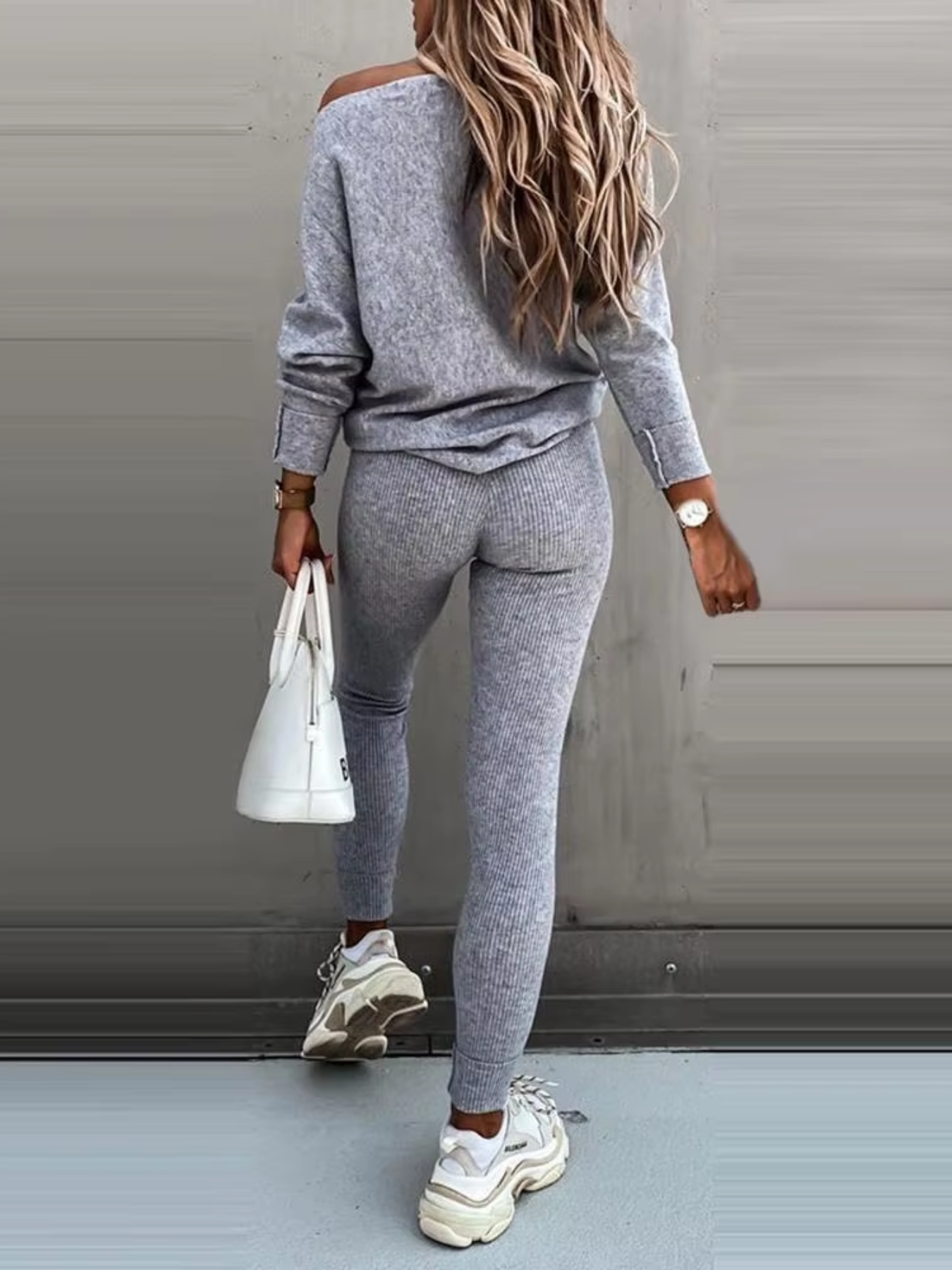 Luvik | Naisten Kotiasu Tyylikäs Off Shoulder Paita Ja Leggings Sarja