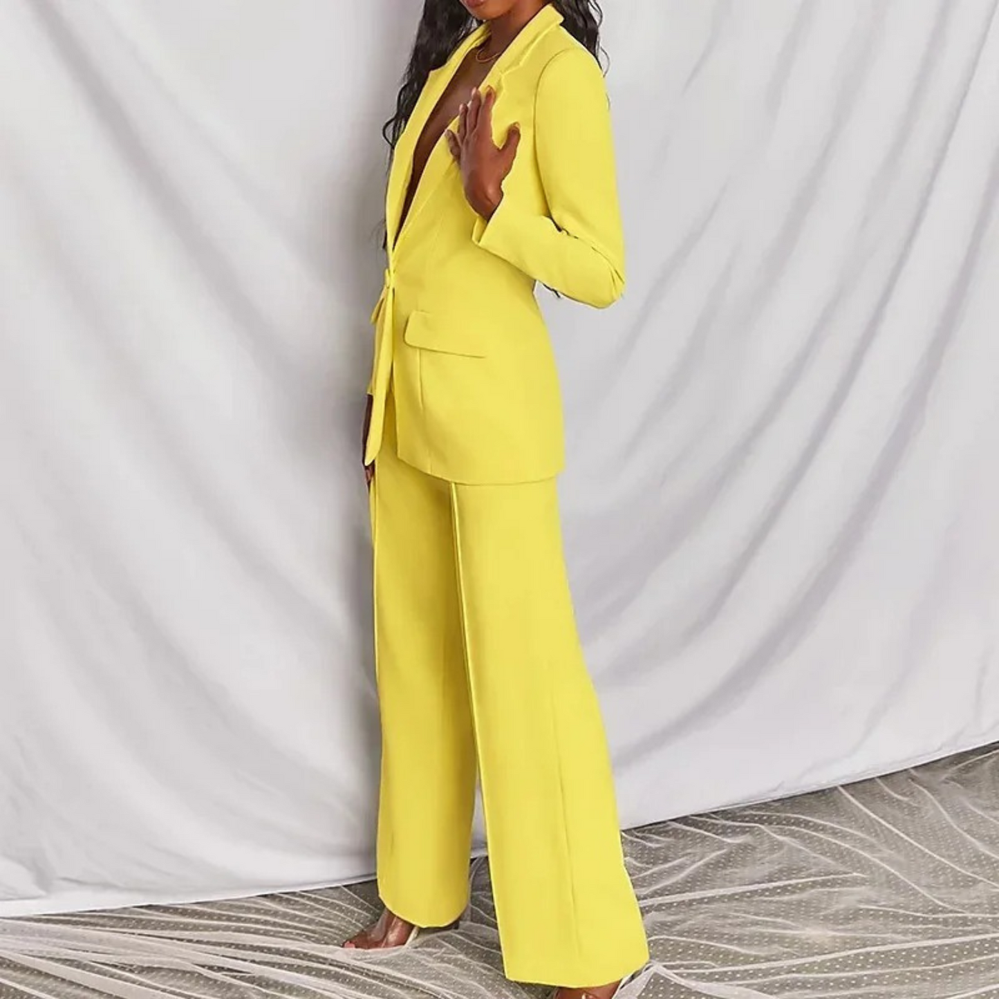 Luvik | V-neck jacket, sleeve-style pants, blazer and pants set
