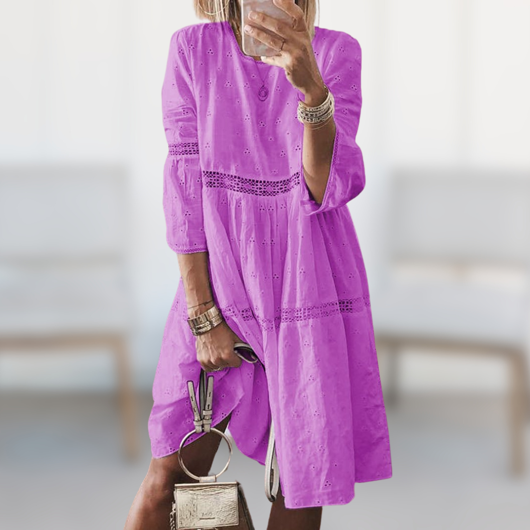 Luvik | Embroidered Midi Dress With Hollow