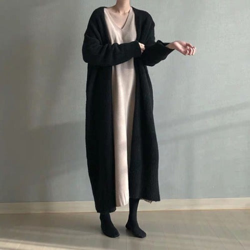 Nainen Pitkä Avoin Etu Neulecardigan Luvik