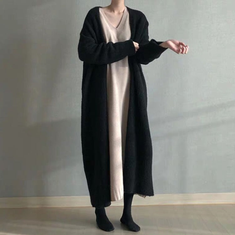 Nainen Pitkä Avoin Etu Neulecardigan Luvik