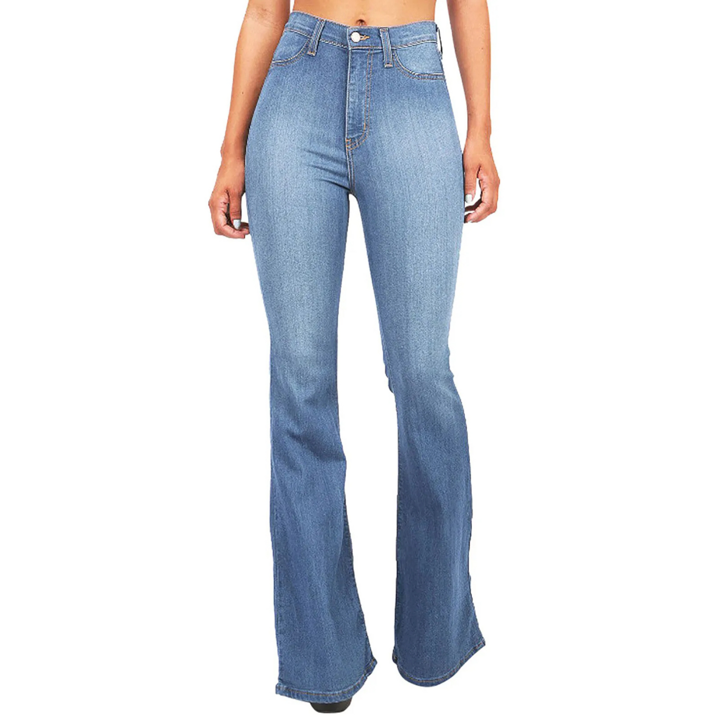 Luvik | Vyötärö Korkea Leveälahkeiset Farkut Naisille Stretch Denim, Kautta Vuoden, Mukava Istuvuus