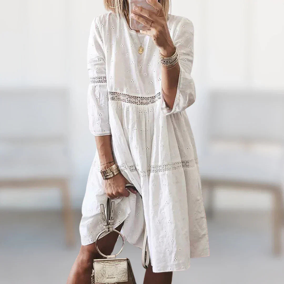 Luvik | Embroidered Midi Dress With Hollow