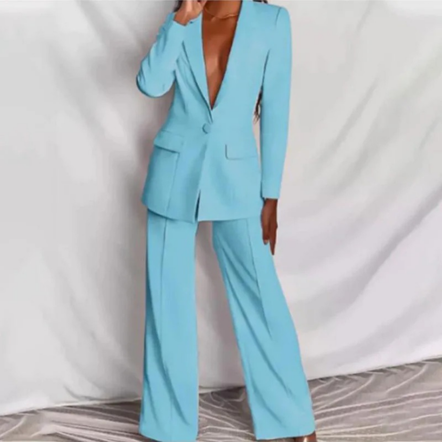Luvik | V-neck jacket, sleeve-style pants, blazer and pants set