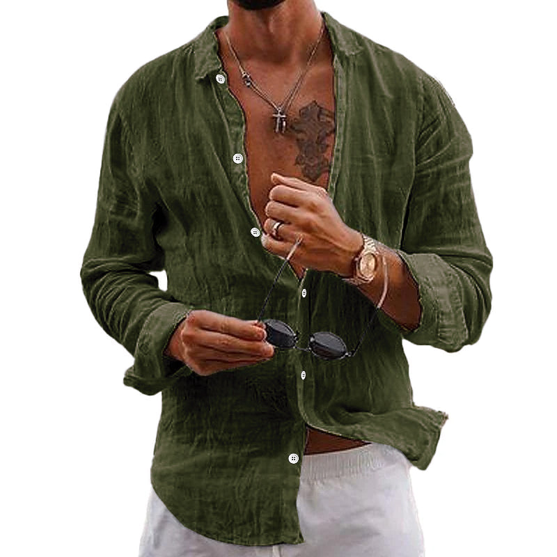 Luvik | Stylish men's shirt: Cotton-linen, long sleeves