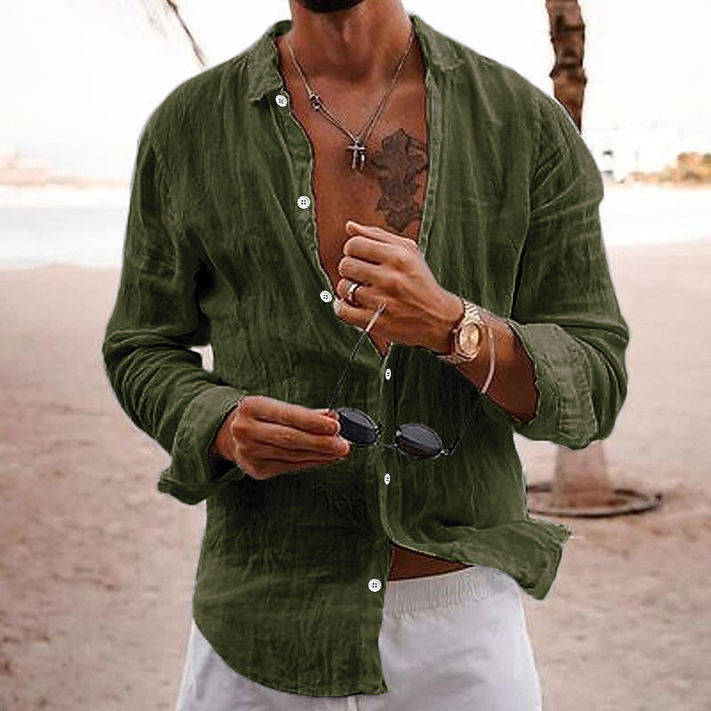 Luvik | Stylish men's shirt: Cotton-linen, long sleeves
