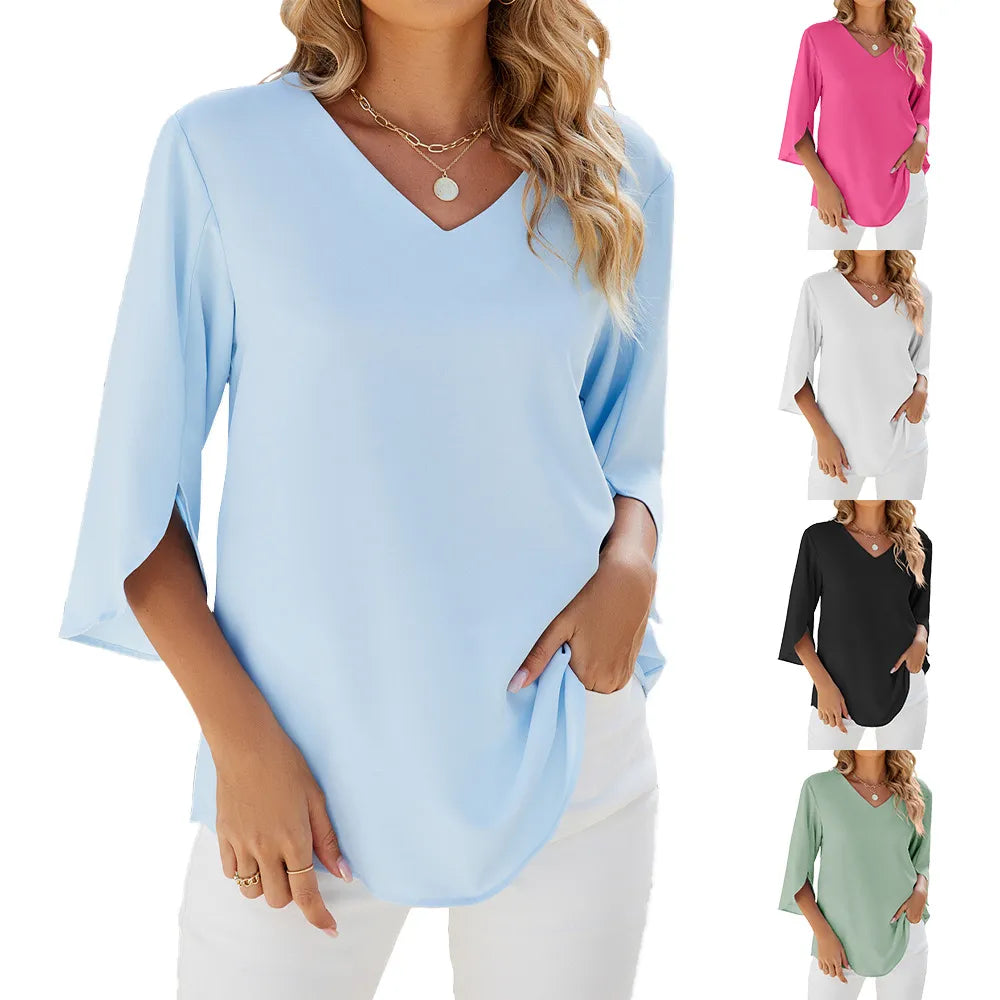 Luvik | Elegant V-neck Long Sleeve Shirt