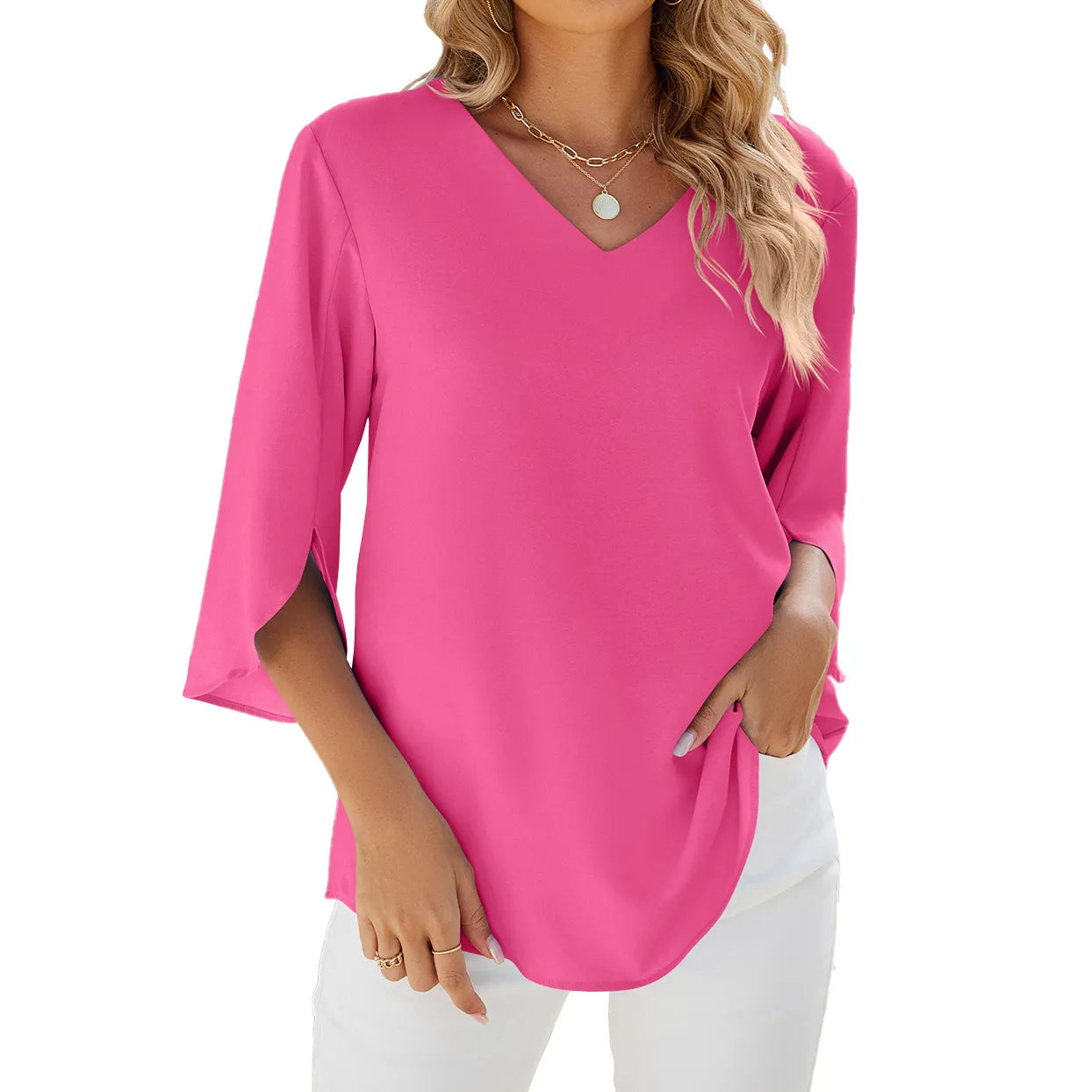 Luvik | Elegant V-neck Long Sleeve Shirt