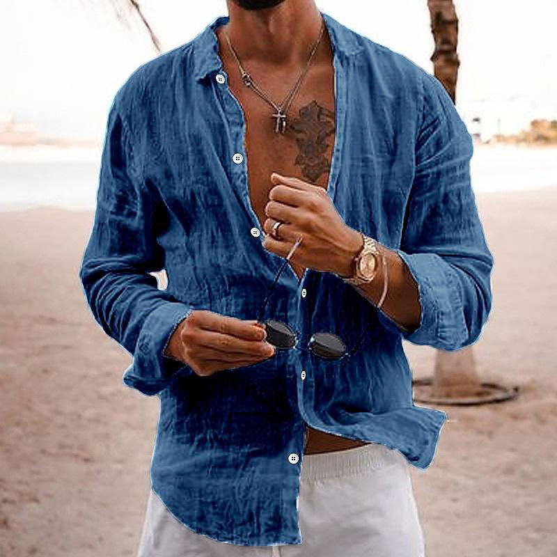 Luvik | Stylish men's shirt: Cotton-linen, long sleeves