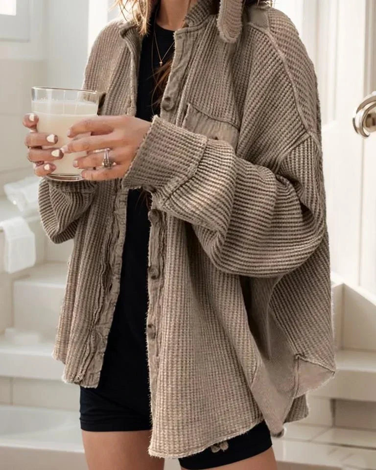 Luvik | Tyylikäs ja Muunneltava Kaulus-tasku Patchwork Epäsäännöllinen Paitatakki Modernille Trendiasujalle