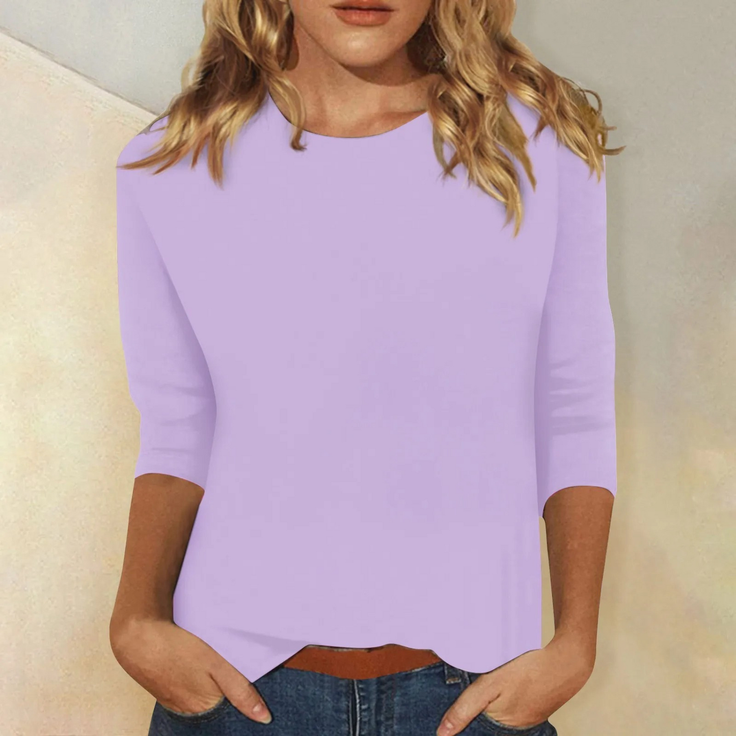 Luvik | black women's long-sleeve shirt, round neckline