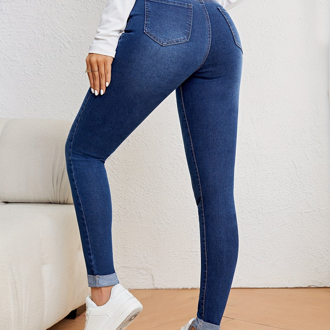 Luvik | Oliivinvihreät High Waist Slim Fit Farkut Stretch Denim