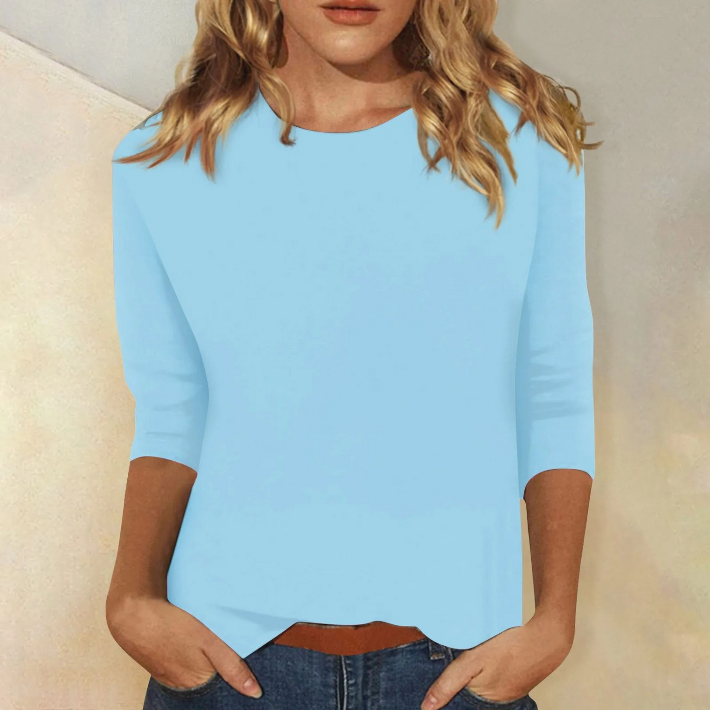 Luvik | black women's long-sleeve shirt, round neckline