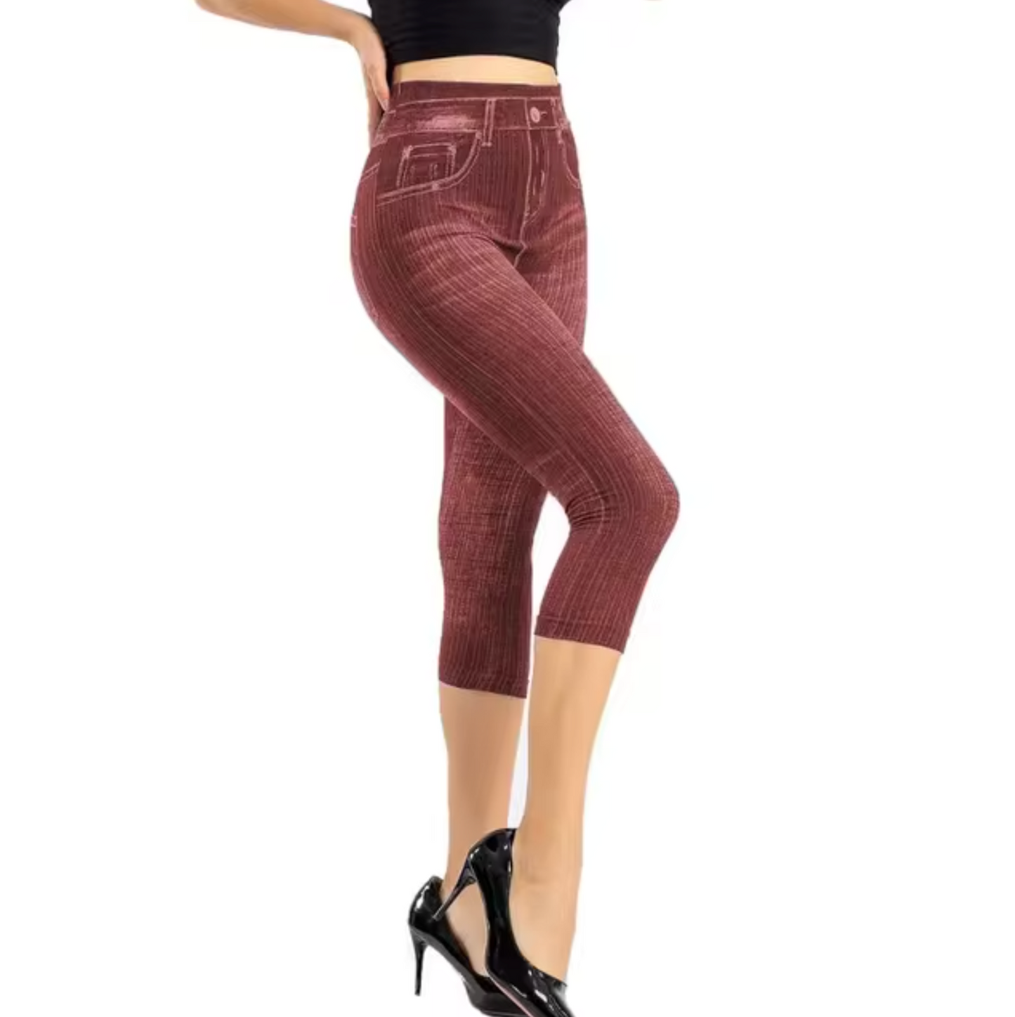 Luvik | Korkea vyötärö leggingsit denim kuvioilla