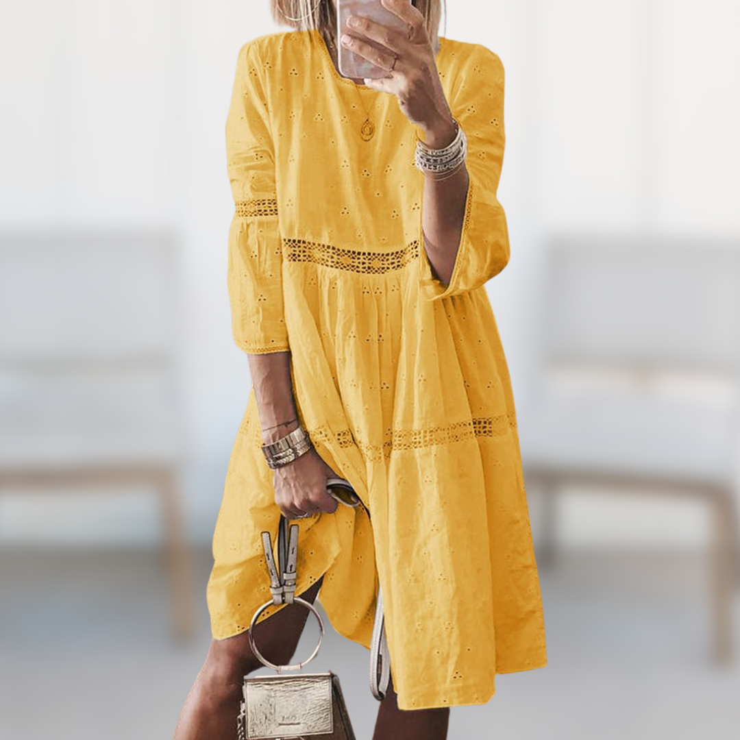 Luvik | Embroidered Midi Dress With Hollow