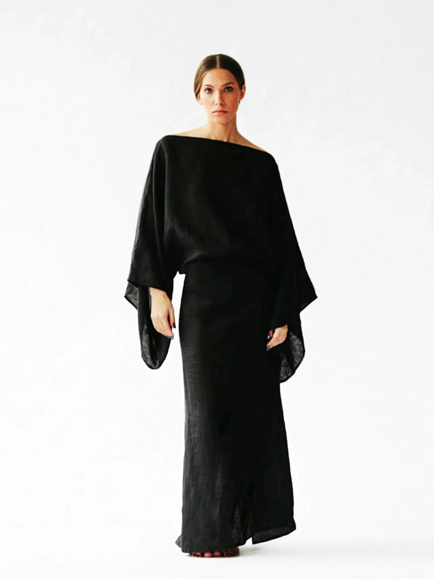 Luvik | Vaativat Draped Musta Mekko Naisille