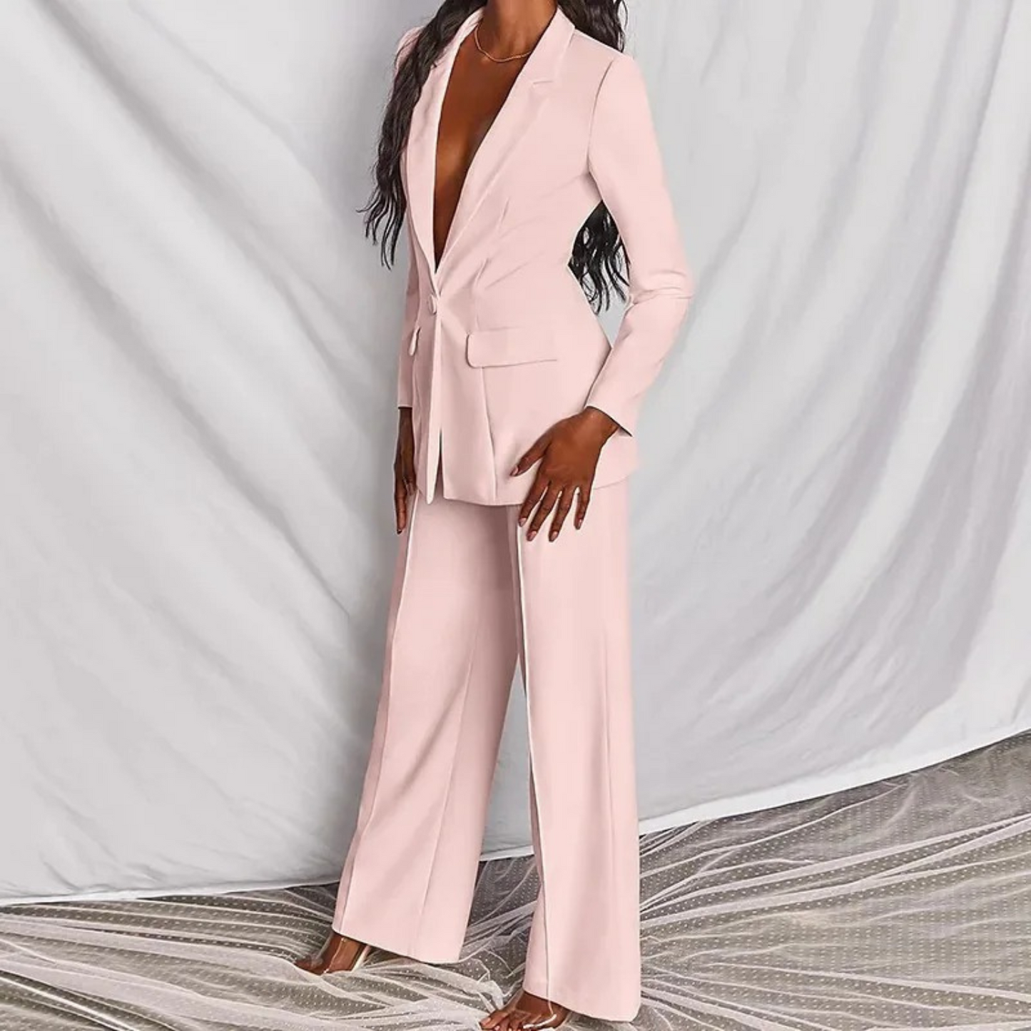 Luvik | V-neck jacket, sleeve-style pants, blazer and pants set