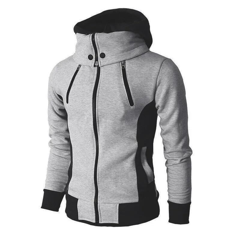 Luvik | Slim Fit Fleece Urheilutakki Vetoketjulla Ja Huppulla Miehille