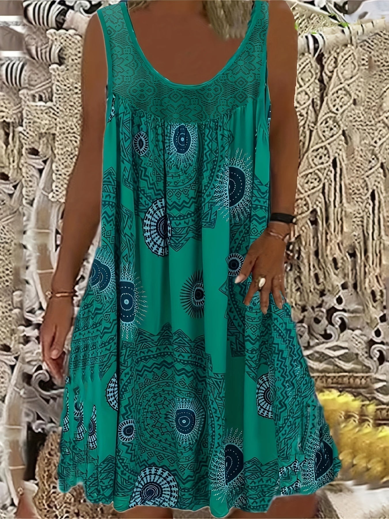 Luvik | Floral Print Maxi Tank Dress with Round Neckline