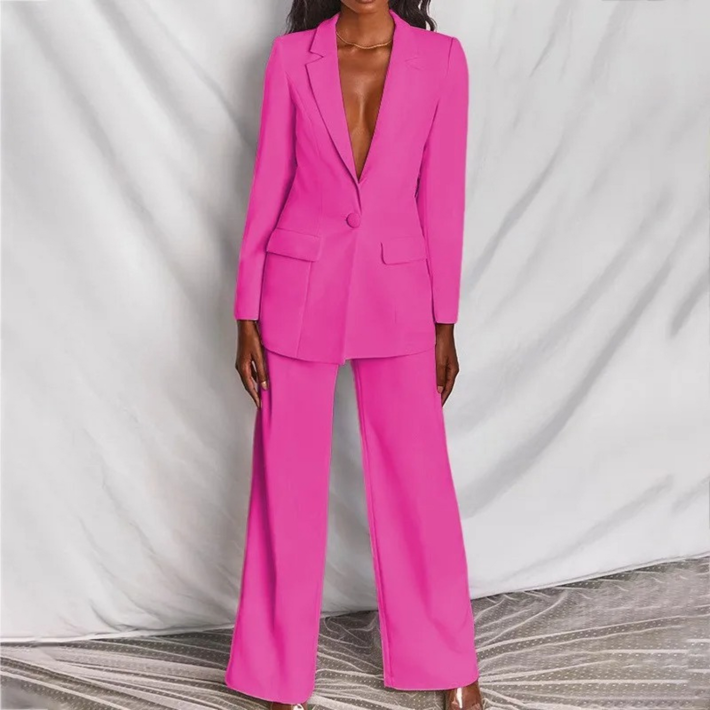 Luvik | V-neck jacket, sleeve-style pants, blazer and pants set
