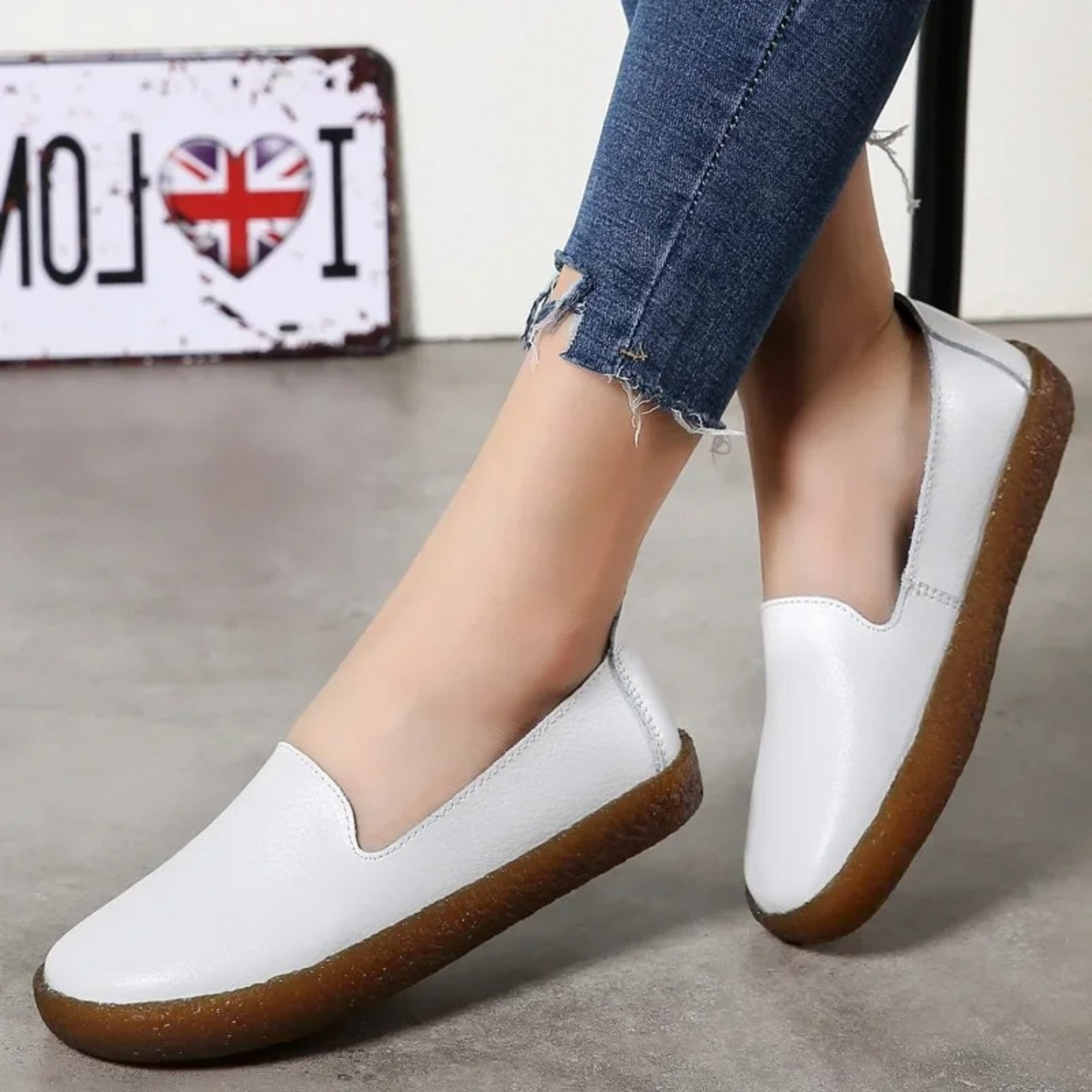 Luvik | Mokassiinit Slip on Tyylikäs Nahka Naisten Tossut