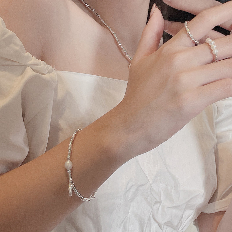 Luvik | Sterling Silver Bambus Helmiknotti Rannekoru