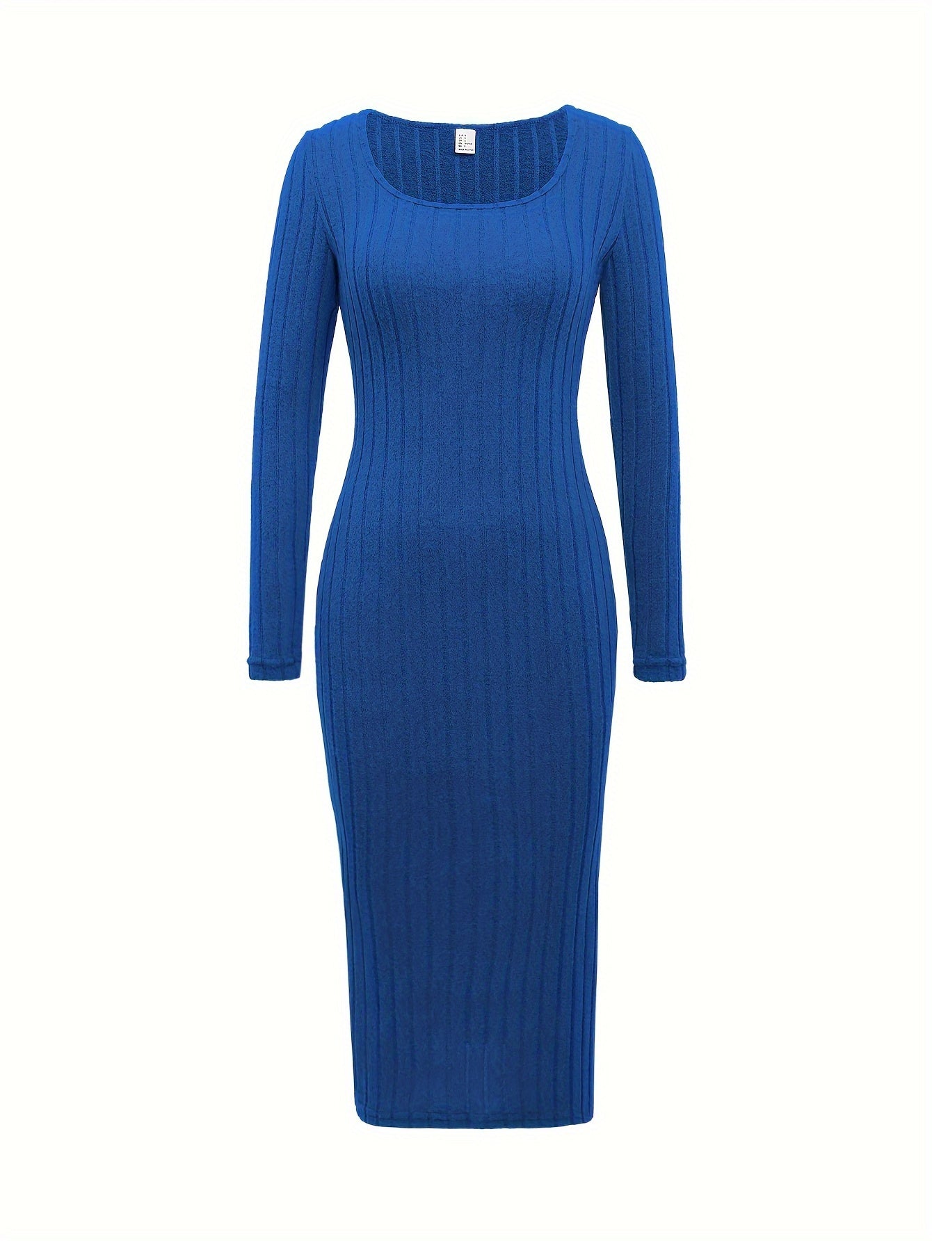 Luvik | Ribbed Knit Dress With Long Sleeves And Round Neckline