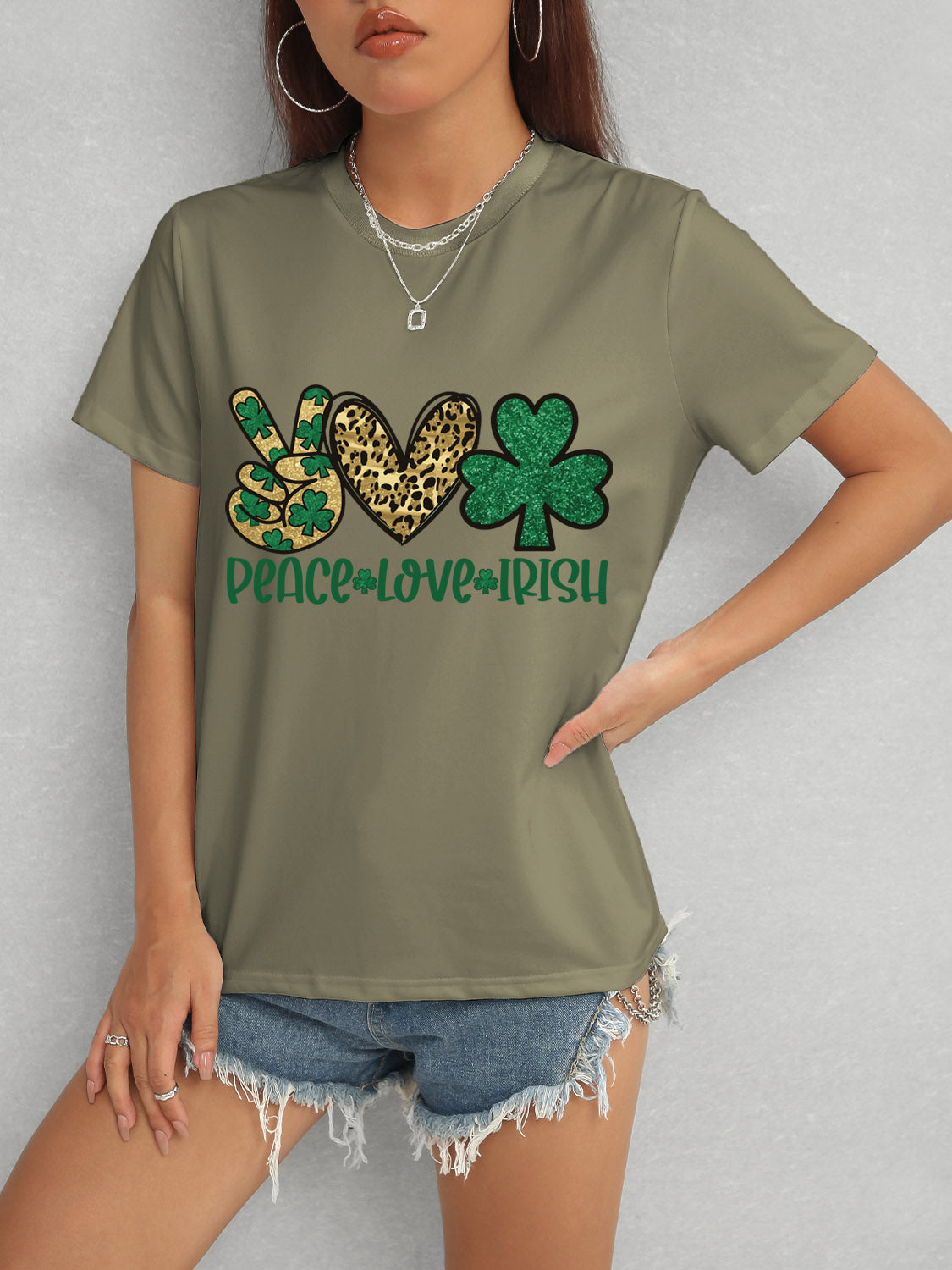 Luvik | PEACE LOVE IRISH Pyöreä kaulus Lyhythihainen T-paita