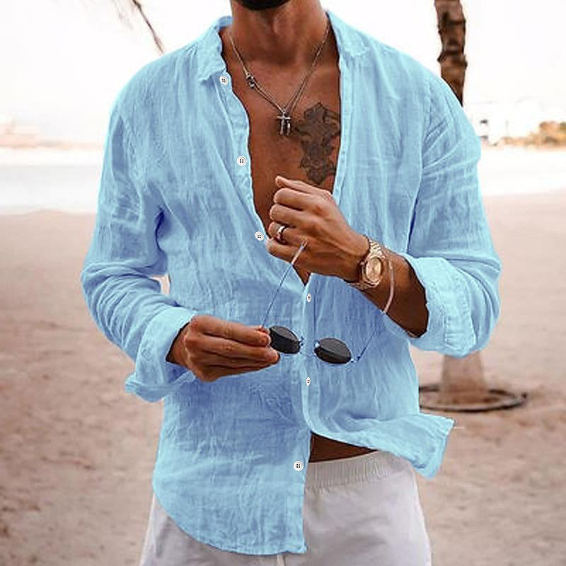 Luvik | Stylish men's shirt: Cotton-linen, long sleeves