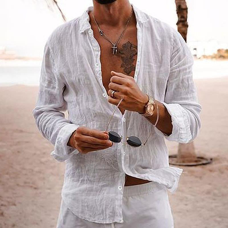 Luvik | Stylish men's shirt: Cotton-linen, long sleeves